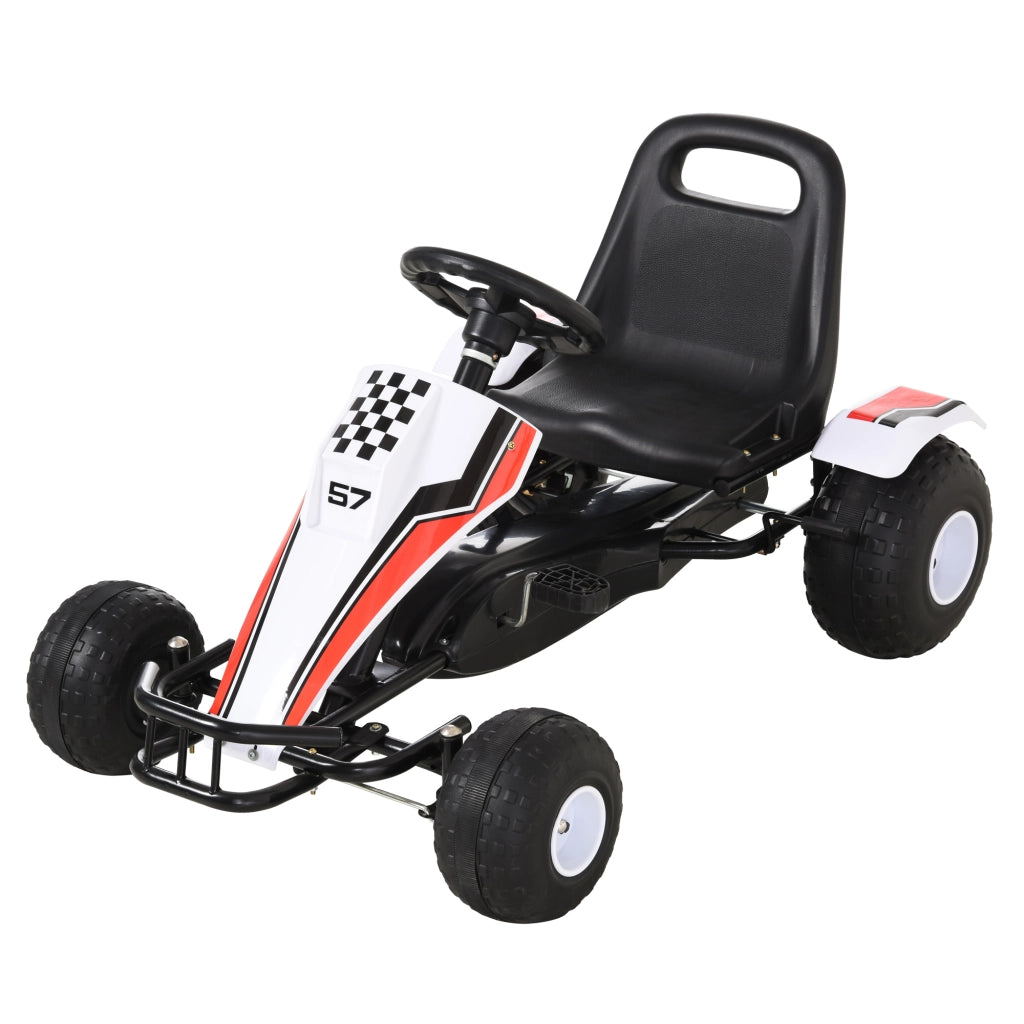 EasyComfort Go-Kart a Pedali Bianco per Bambini 3-6 Anni con Sedile Regolabile, Ruote in Plastica, Freno a Mano e Cambio
