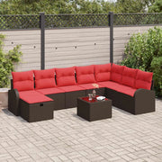 Set Divano da Giardino con cuscino 9 pcs Marrone Poly Rattan 3360475