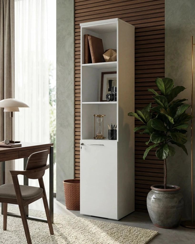 Armadio ufficio Daytona - Mobile archivio 1 anta con serratura - 4 mensole incluse - L. 45 x H. 199 x P. 42,5 cm – Bianco_
