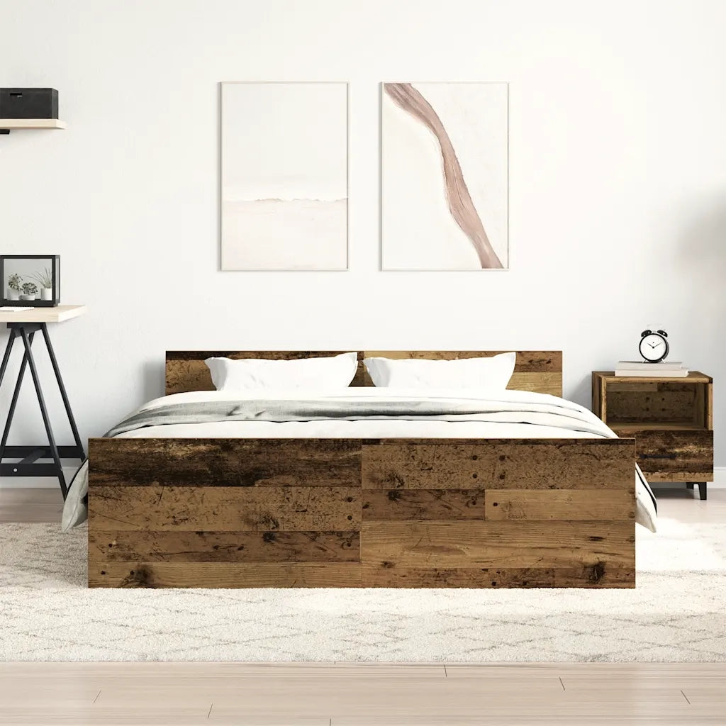 Letto matrimoniale | Letto per adulti | Giroletto senza Materasso Legno Antico 120x200cm in Truciolato