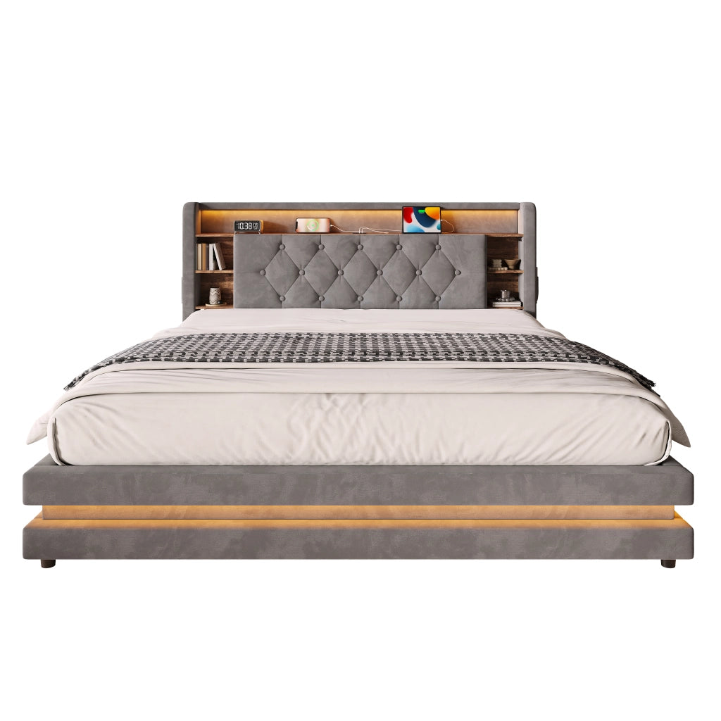 letto imbottito velluto grigio scuro 160 x 200 cm