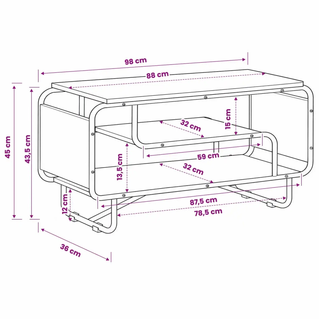 Supporto TV 98 x 36 x 45 cm Legno antico Legno ingegnerizzato 8007862