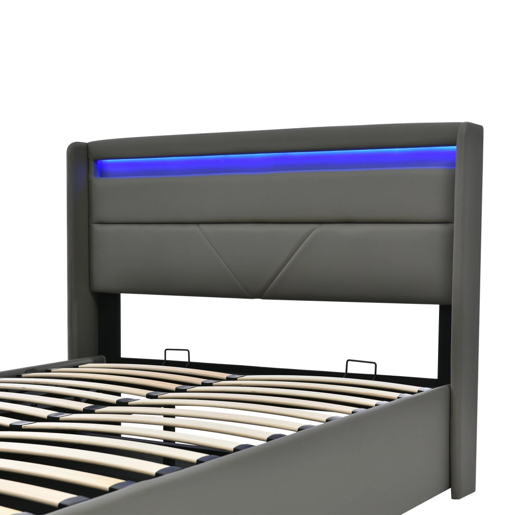 letto imbottito pu grigio 140x200 cm