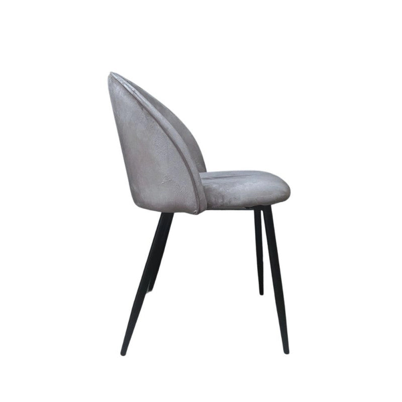 Sedia Despina in tessuto colore grigio e gambe in metallo nero set 4 pezzi