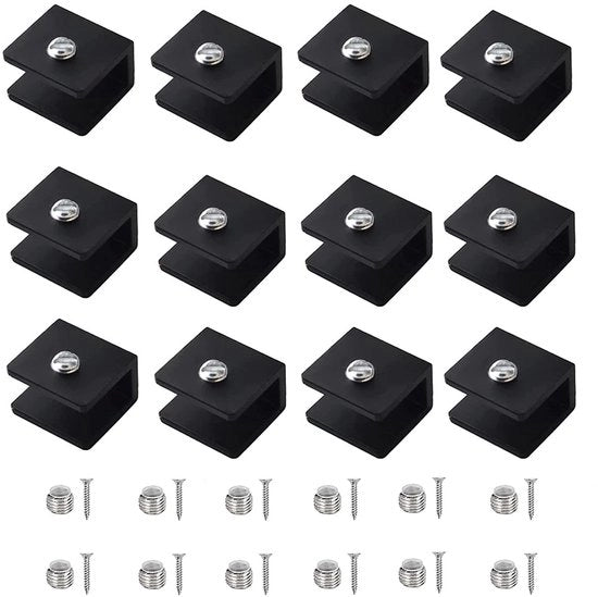 Set di sosteggi per vetro - 12 pezzi - Alluminio - Flessibile - Per vetro 6-8 mm - Robusto e duraturo - Adatto per interni ed esterni - Sostegni per vetro