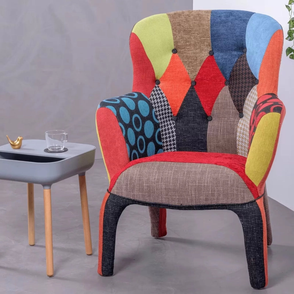 Poltrona imbottita in tessuto patchwork 78x74x102 (653) - Mobili 2G