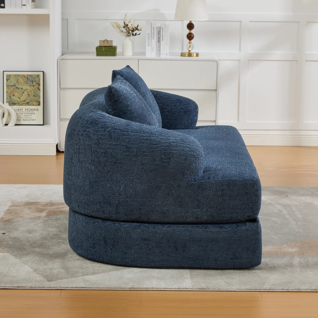 Divano letto 2 posti - convertibile in letto con 2 cuscini - in chenille blu navy