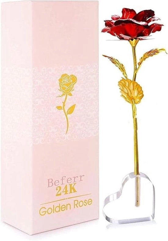 Fiori artificiali 24K dorati - Rosi infinite - Standard di durata - Fiori eterni - Decorazione fiorita - Controllo di qualità - Rosa decorativa