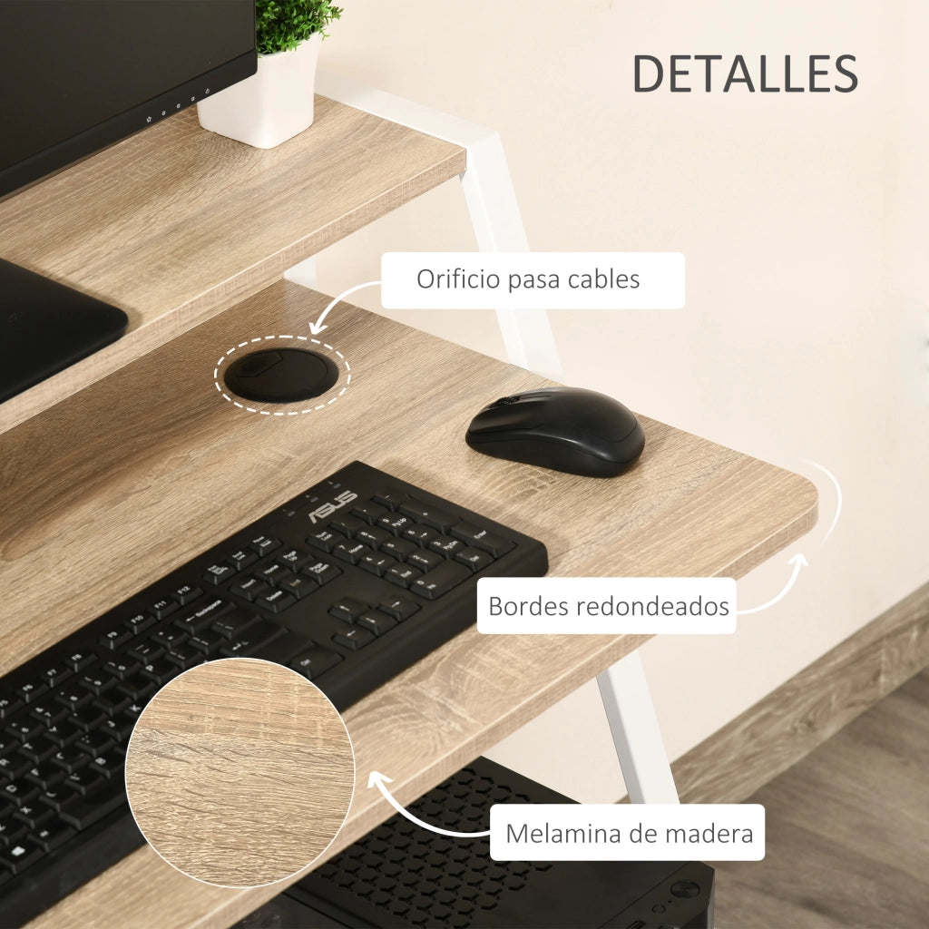 Scrivania Computer Moderna ¨C Xylo ¨C Legno Rovere Piano 84x45x85cm Metallo Ufficio