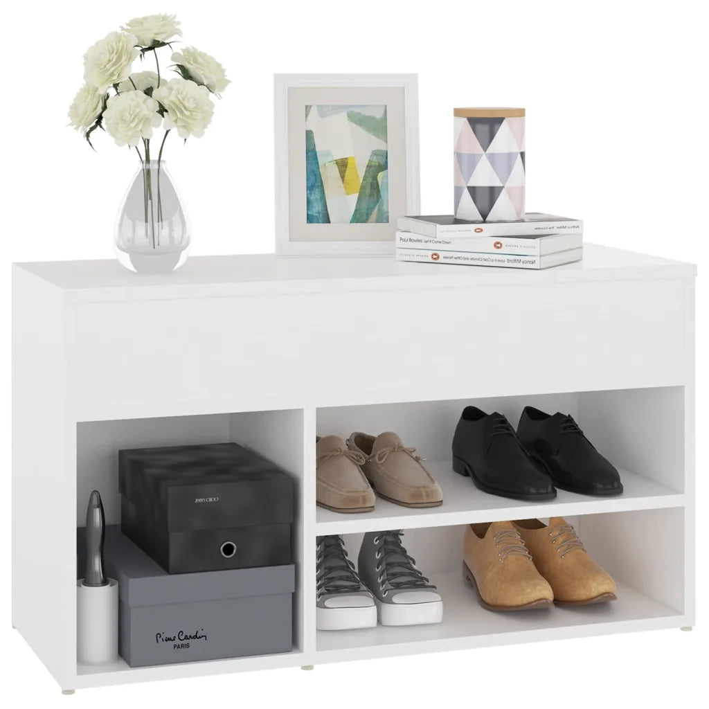 Panca Porta Scarpe | Scarpiera | Mobile per scarpe Bianco 103x30x54,5 cm in Truciolato