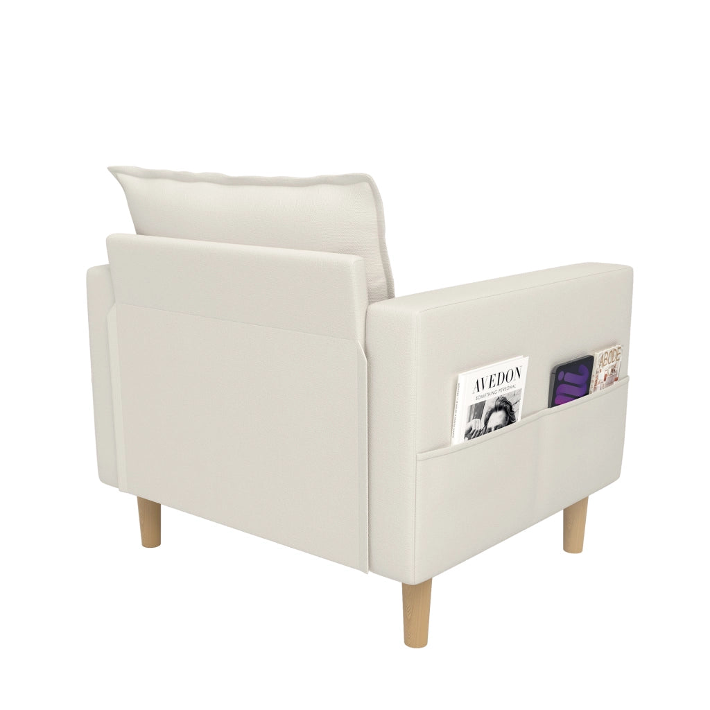 Poltrona con Cuscino e Tasca Portaoggetti ¨C MINIMAL ¨C Tessuto, Design Nordico