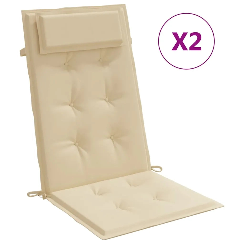 Cuscini per Sedia con Schienale Alto 2 pz Beige Tessuto Oxford 361883