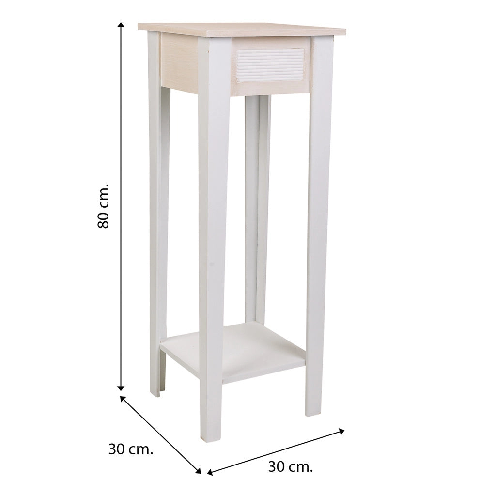 Supporto per vaso in legno bianco 30x30x80
