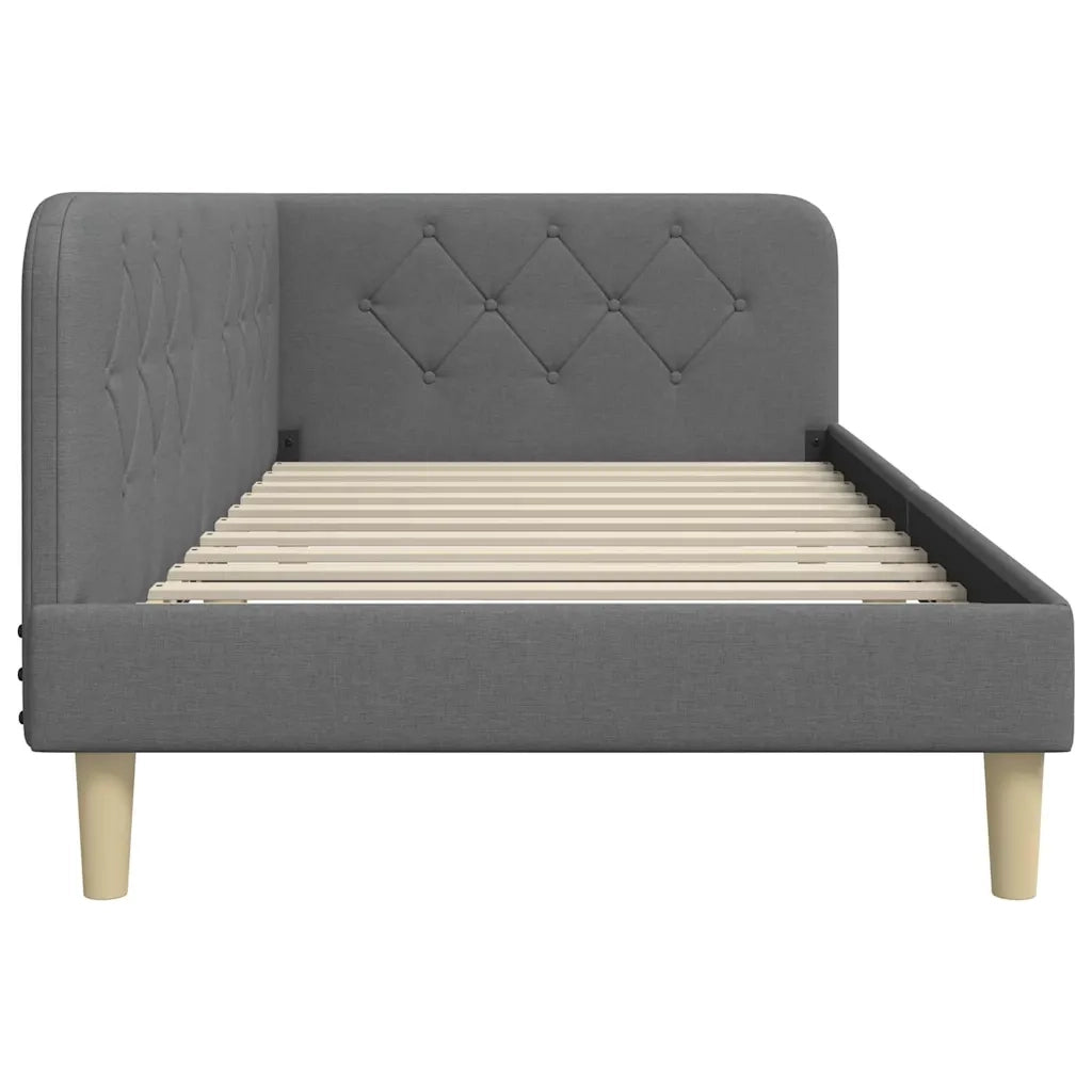 Cornice del letto ad angolo Grigio scuro 90 x 190 cm Tessuto 42016562