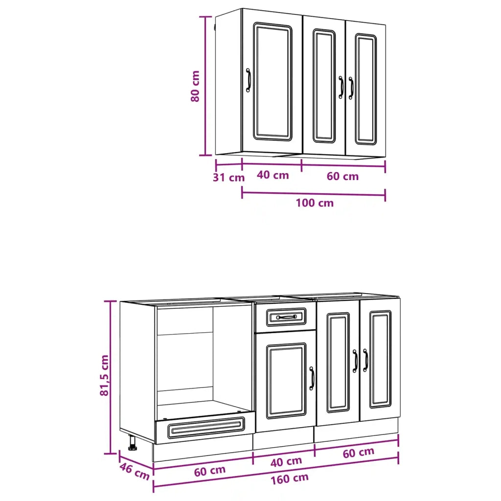 Unità Cucina KALMAR 5 pcs Nero Legno ingegnerizzato 3438236