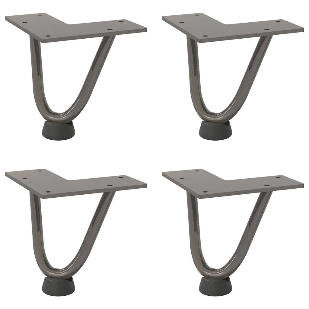 Gambe a forcina per tavolino 4 pz in acciaio naturale 10 cm in acciaio massiccio 4012411