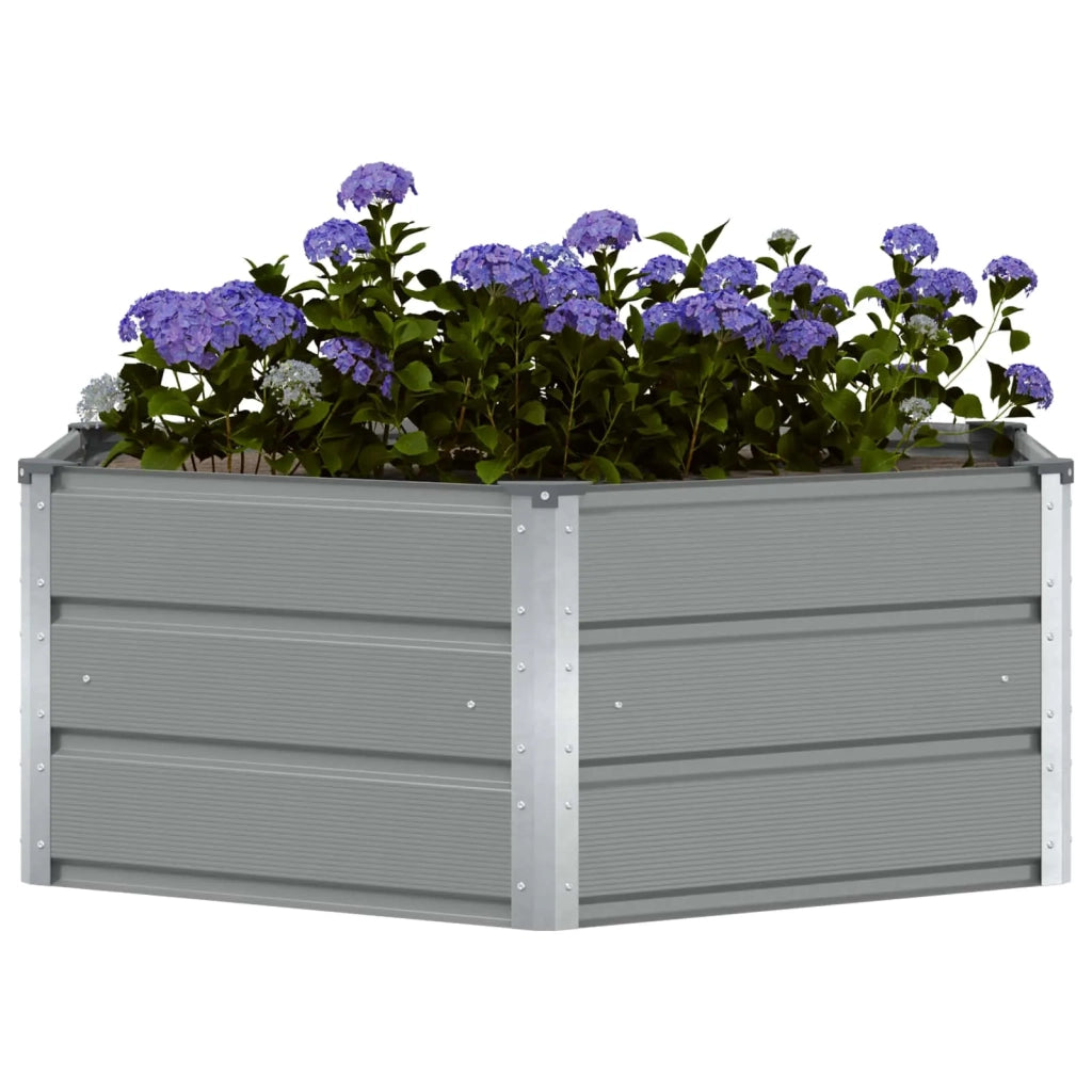 Fioriera-Vaso da Esterno-Contenitore per Piante Grigio chiaro 129 x 129 x 45 cm Acciaio