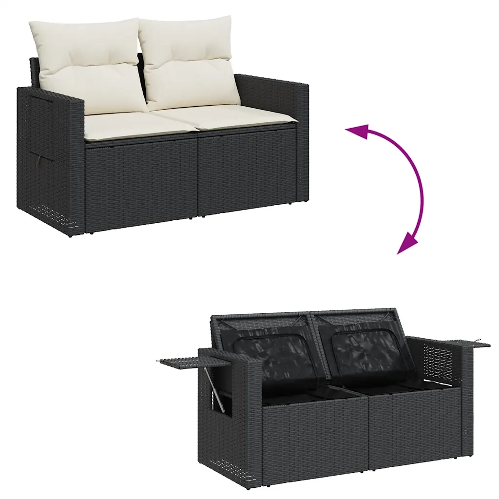 Set Divano da Giardino 6 pz con Cuscini Nero in Polyrattan 3326457