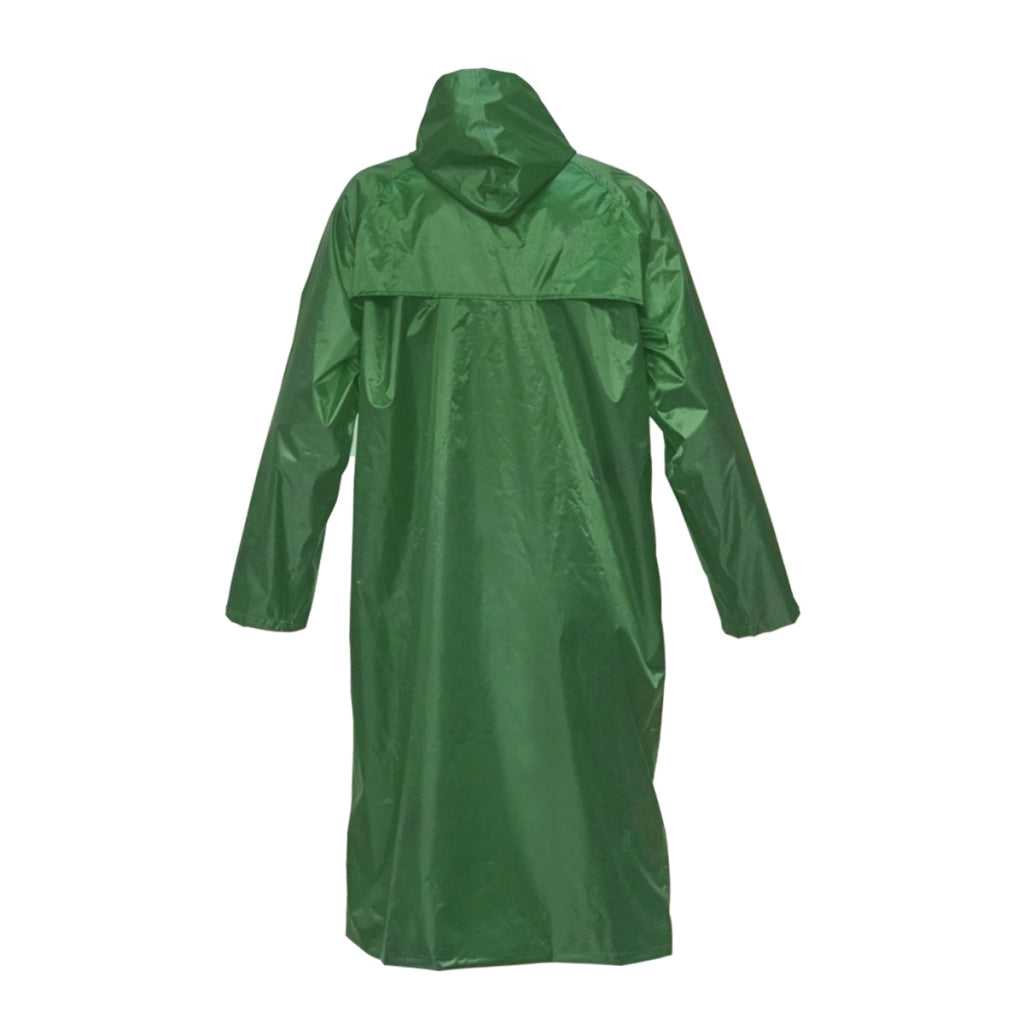Mantella con cappuccio impermeabile taglia L in poliestere con membrana in PVC, aperture di ventilazione, 2 tasche e cerniera, verde Breckner Germany