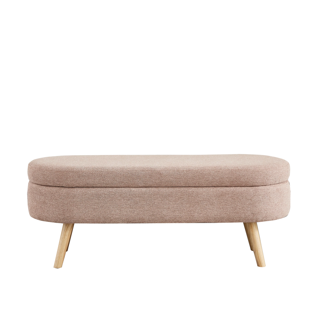 Panca contenitore 110 cm in velluto rosa, seduta imbottita salvaspazio con struttura in MDF e fori di ventilazione