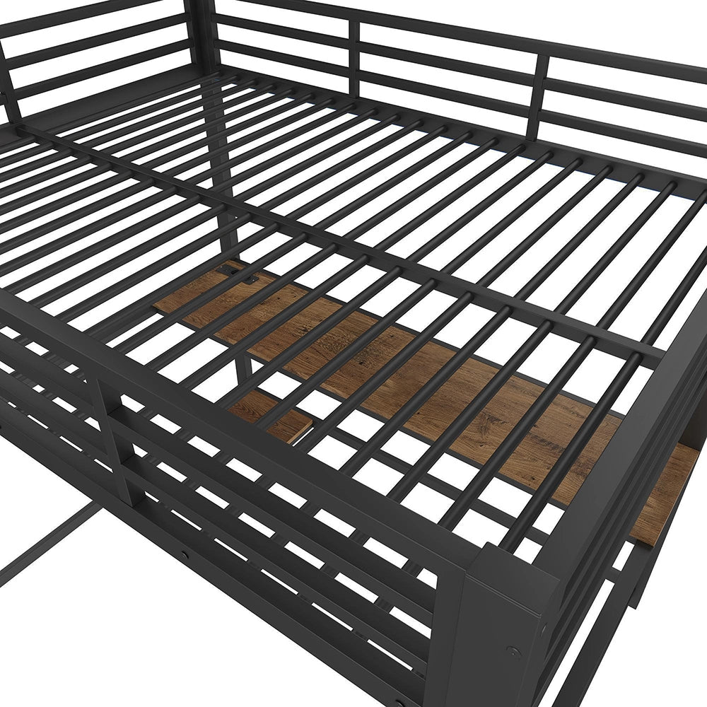 Letto a soppalco - Xylo - 140x200 cm nero LED con USB