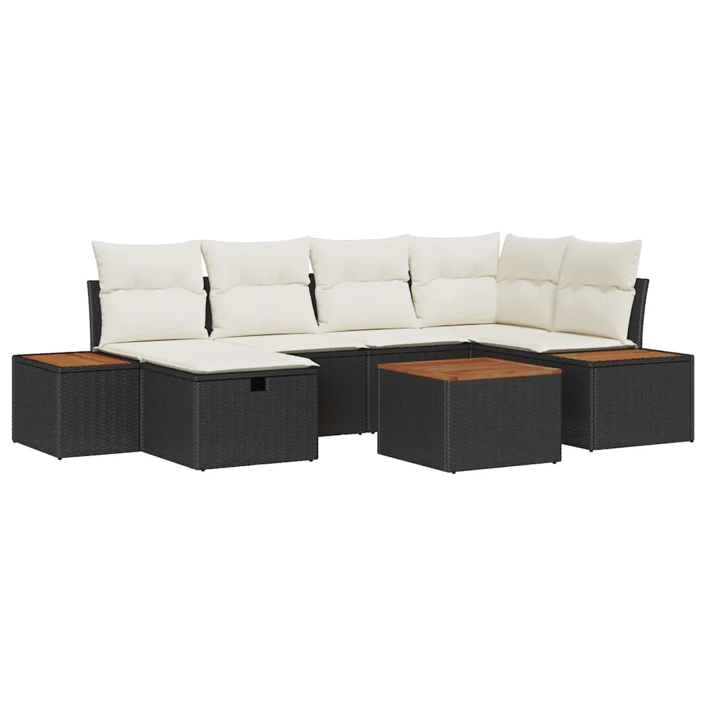 Set Divano da Giardino 7 pcs Nero 55 x 62 x 69 cm Poly Rattan