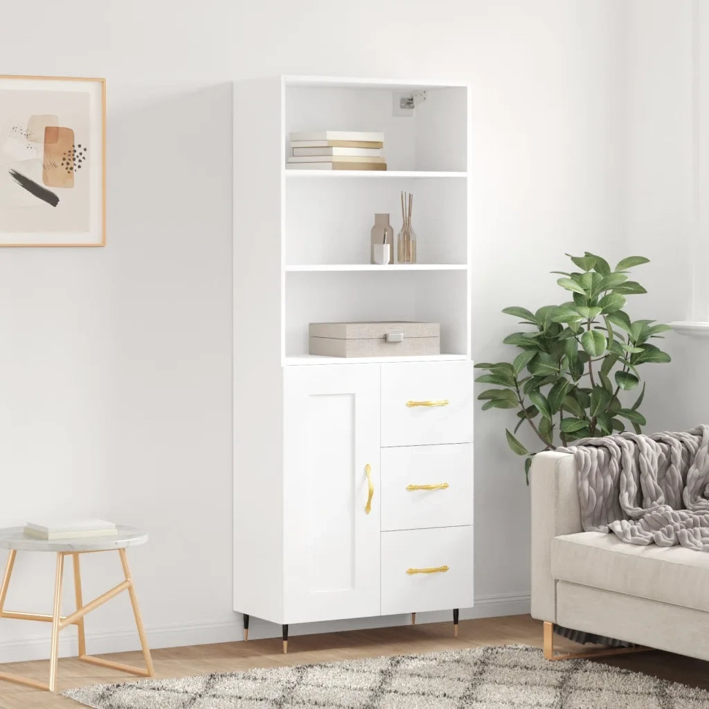 Credenza | Madia | Buffet da pranzo | Armadio da pranzo Bianca 69,5x34x180 cm in Legno Multistrato