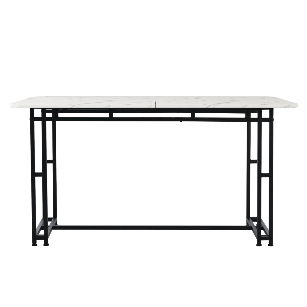 Tavolo da pranzo di lusso leggero 140x80 cm (1 pezzo), struttura in metallo, tavolo da pranzo rettangolare, tavolo da cucina moderno con gambe in meta