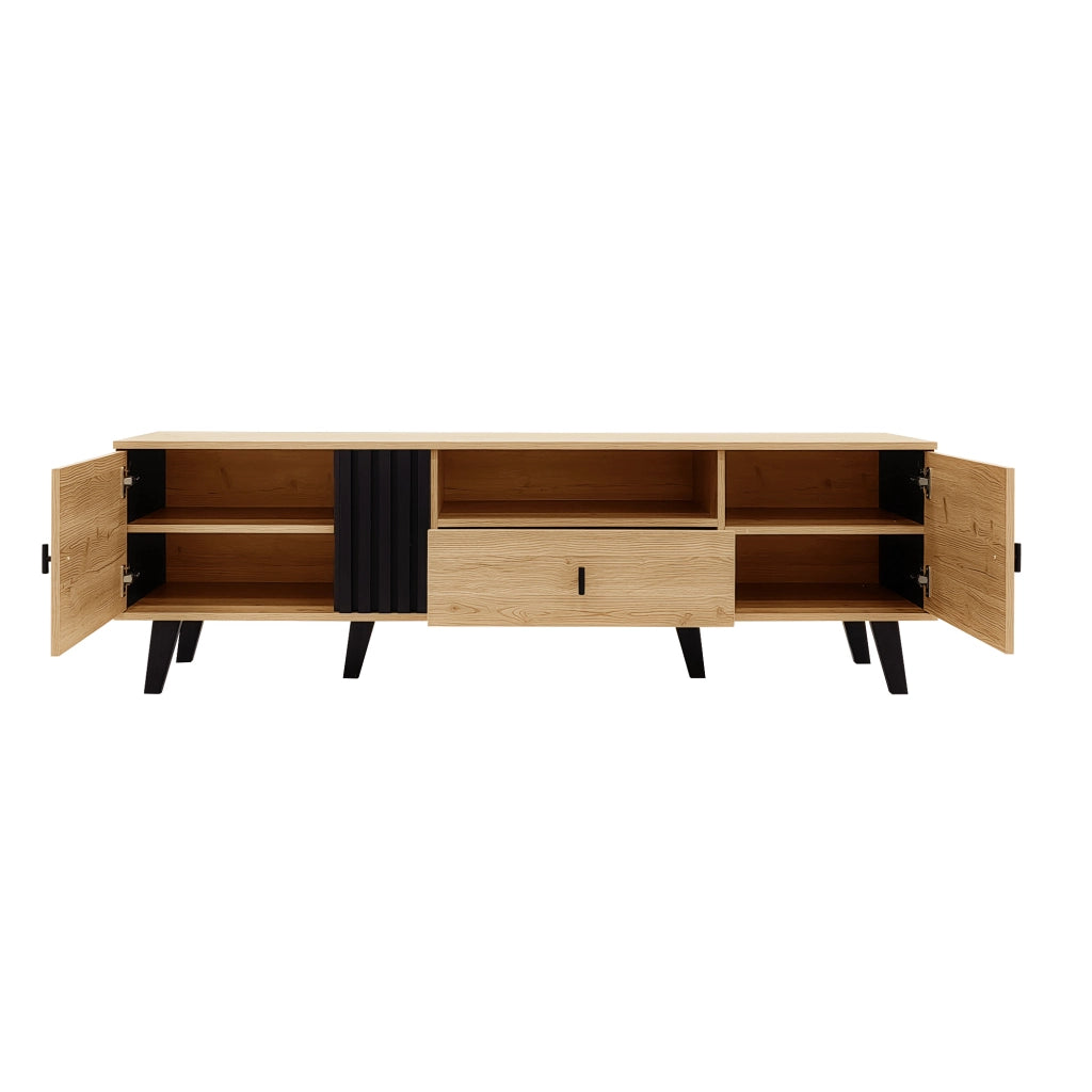Mobile TV Lowboard ¨C MINIMAL ¨C Legno e Nero, con Cassetti, 170cm