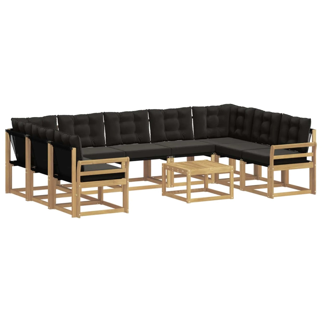 Set di divani da esterno 10 pz Bianco e Nero 3389886