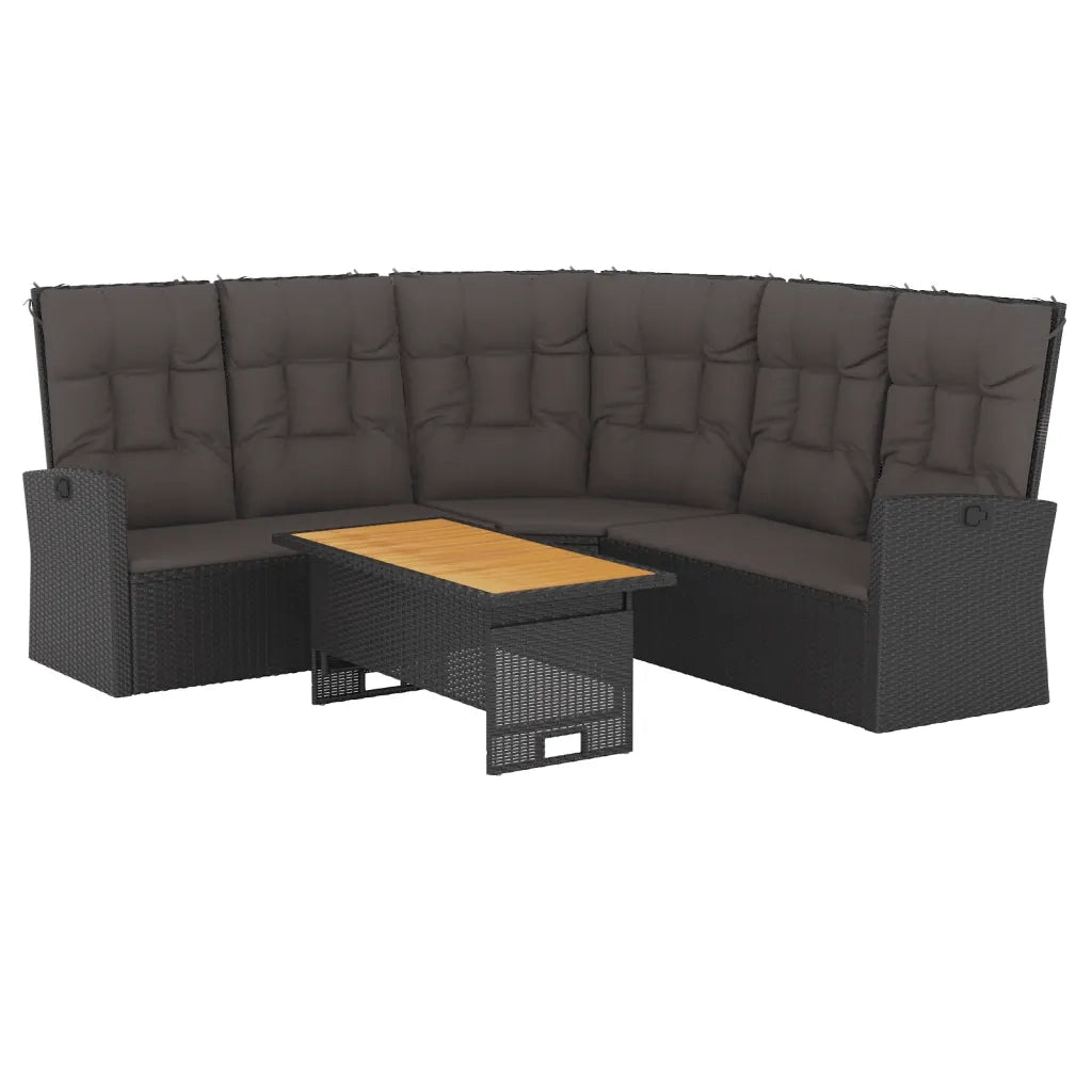 Set da Giardino 2 pz con Cuscini Nero in Polyrattan 362175