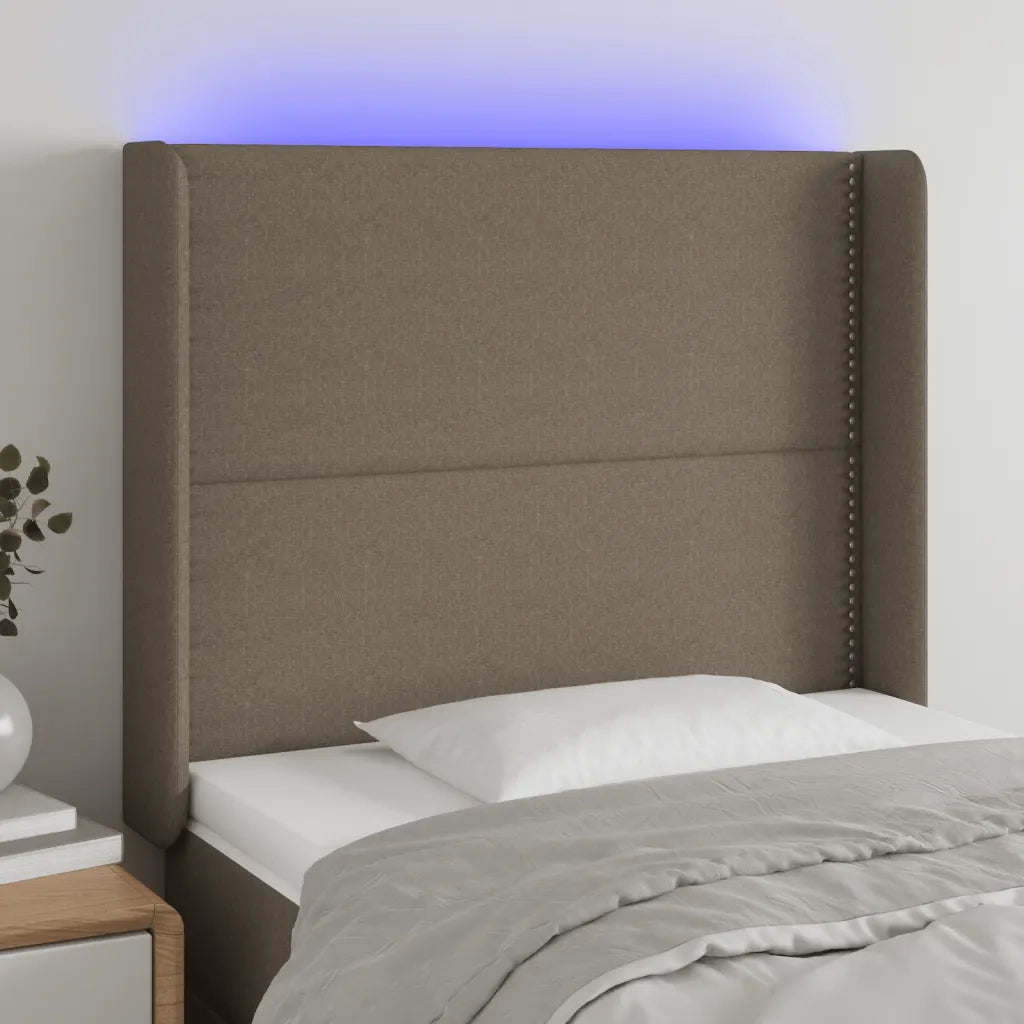 Testiera | Testata a LED tortora 93x16x118/128 cm in Tessuto