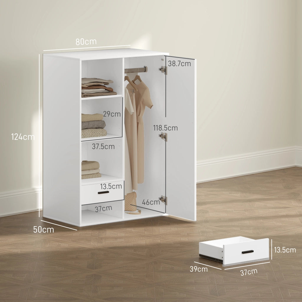 Armadio con Cassetti e Ripiani Aperti ¨C Minimal ¨C Bianco 80x50x124 cm