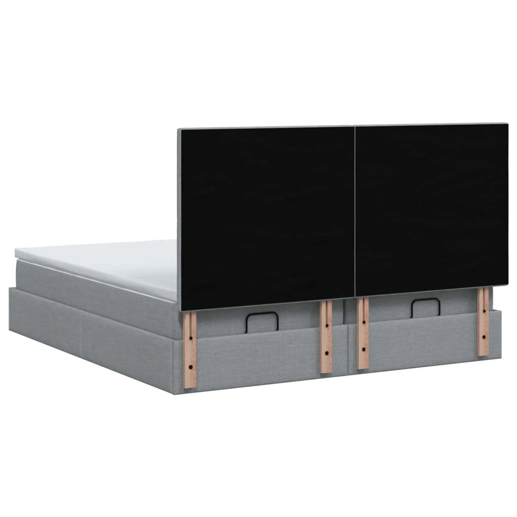 Letto Ottomano con Materasso e LED Grigio Chiaro 200 x 200 cm 3458444