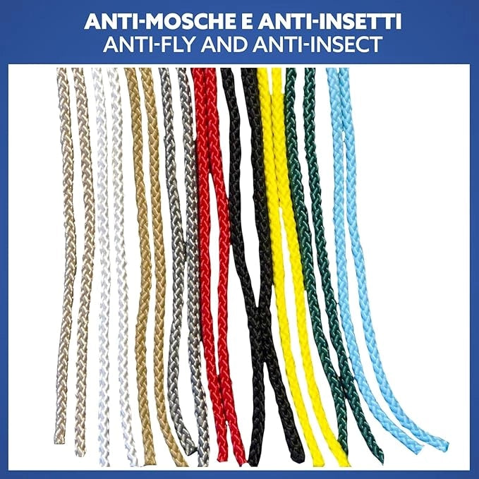 Tenda Antimosche in Cordoncino Grigio | Largh. 1,20m x Alt. 2m | Protezione Insetti, Porta, Esterno, Interno