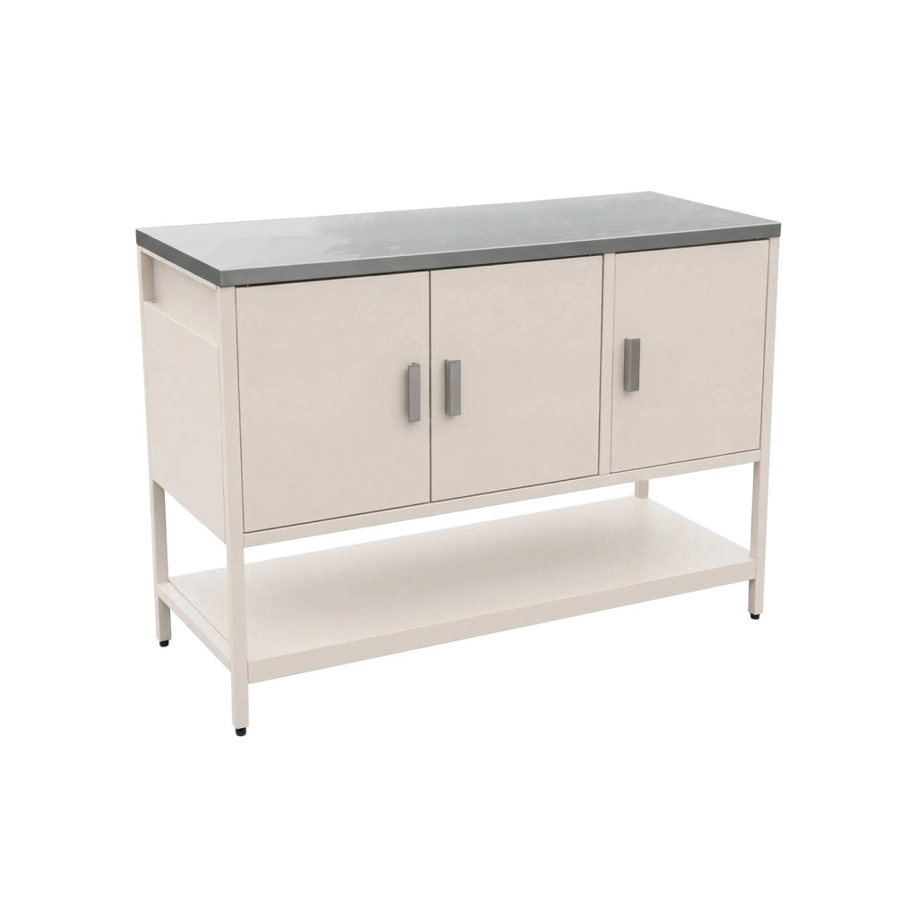Mobile da esterno in acciaio 3 ante e 1 ripiano, 120cm, beige