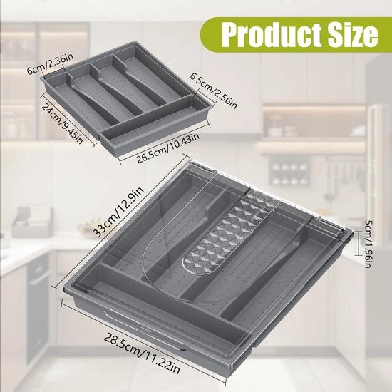 Organizzatore per stoviglie con coperchio - 5 contenitori - accessorio per cucina - stoviglie, cucchiai, forchette