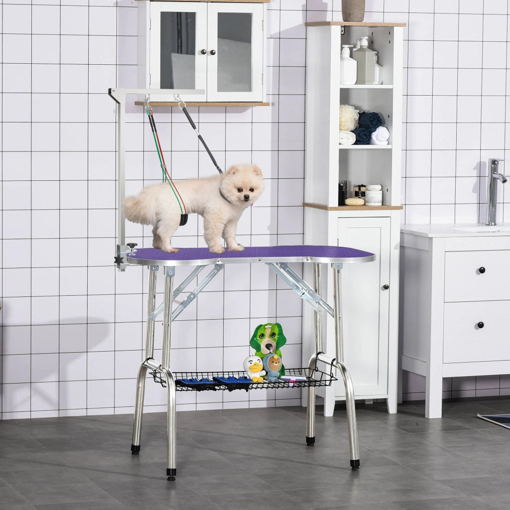 Braccio Toelettatura Pieghevole ¨C Minimal ¨C Acciaio Inox, Collare di Serraggio, Regolabile 74 cm