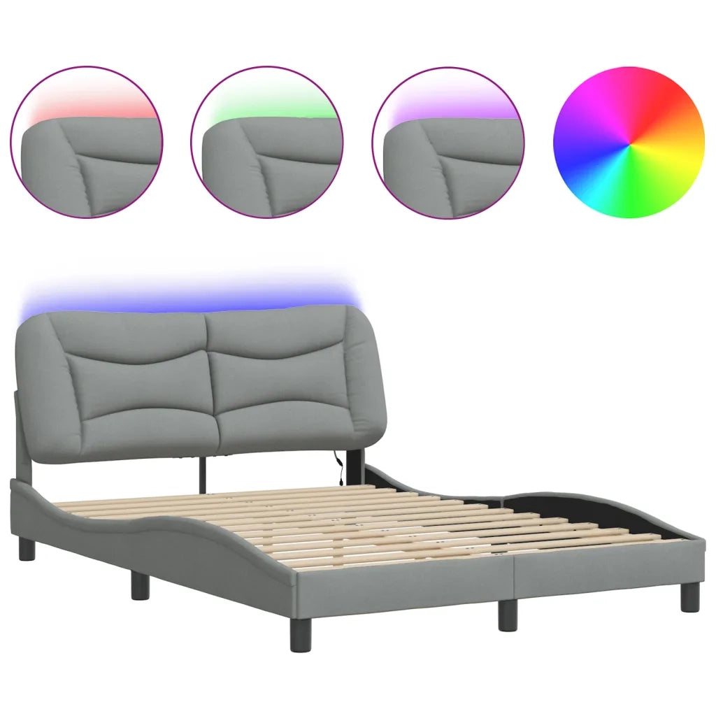Giroletto con LED senza Materasso-Struttura Letto Hvar Grigio Chiaro 140x190 cm