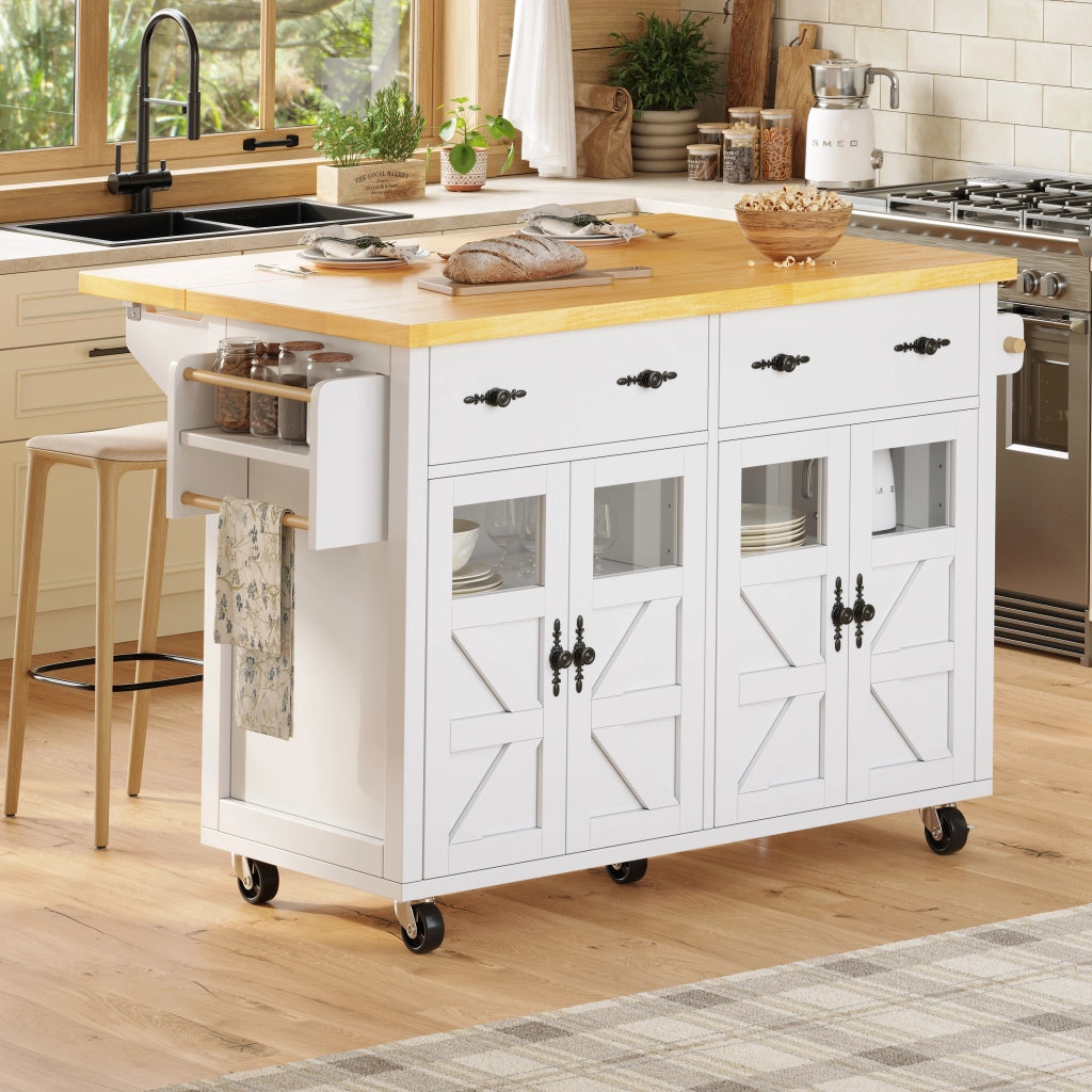 Carrello da cucina con cassetto; ripiani regolabili e 5 ruote con freno per cucina e soggiorno; bianco