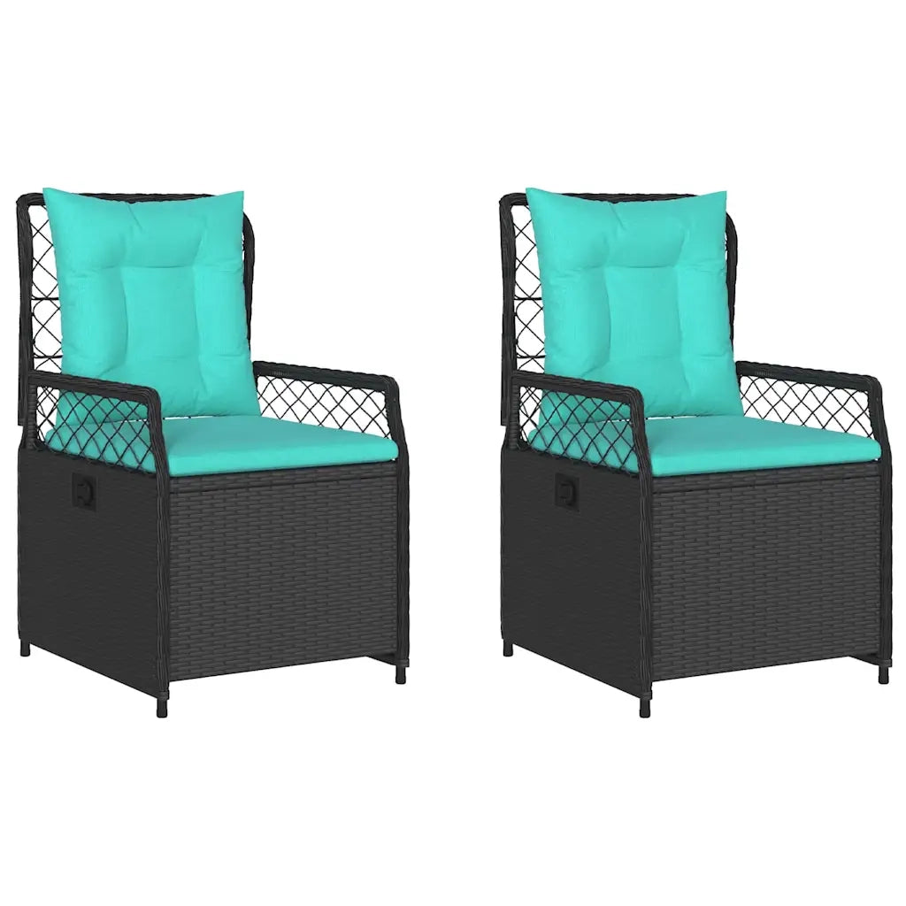 Sedie da giardino reclinabili 2 pz in Polyrattan Nero 368669