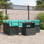 Set Divano da Giardino con cuscino 7 pcs Nero Poly Rattan 3348222