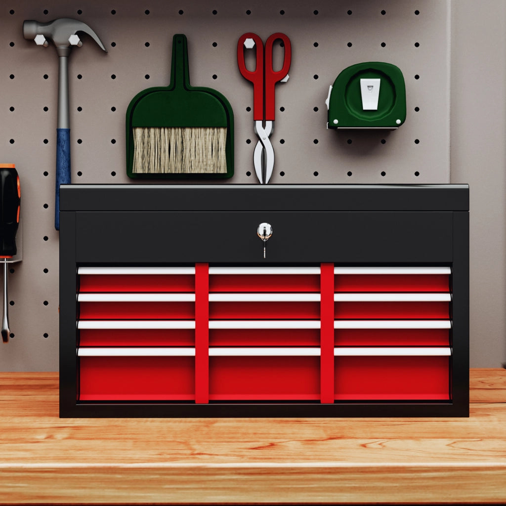 Cassettiera 6 Cassetti in Acciaio ¨C Minimal ¨C 60x26x34cm, Nero e Rosso