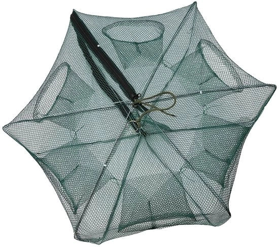 Retrattile Nylon Durevole - Rete da Pesca Automatica - Ripiegabile - 6 Fori - Pesca di Pesci/Gambette/Crabi - Dimensioni 58 x 22 cm