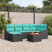 Set Divano da Giardino con cuscino 7 pcs Nero polyrattan 3359571