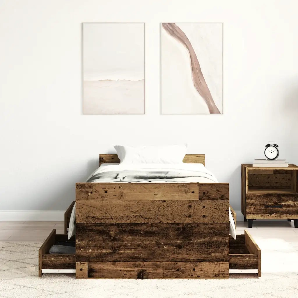 Giroletto senza Materasso-Struttura Letto Legno Antico 90x190cm in Truciolato 731648