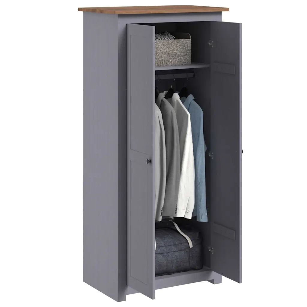 Armadio Grigio 80x50x171,5 cm Legno Massello Pino Panama Range
