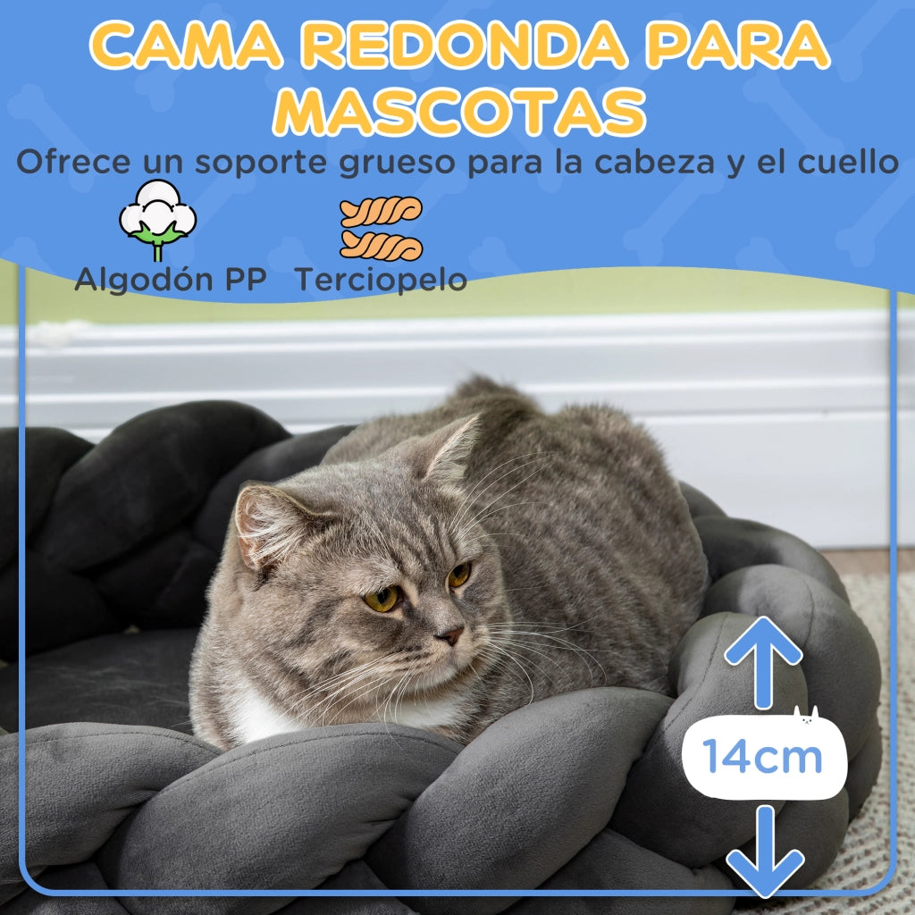 Letto per Cane Piccolo Lavabile con Cuscino e Corda in Cotone ¨C zephmum ¨C Grigio 55x55x14 cm