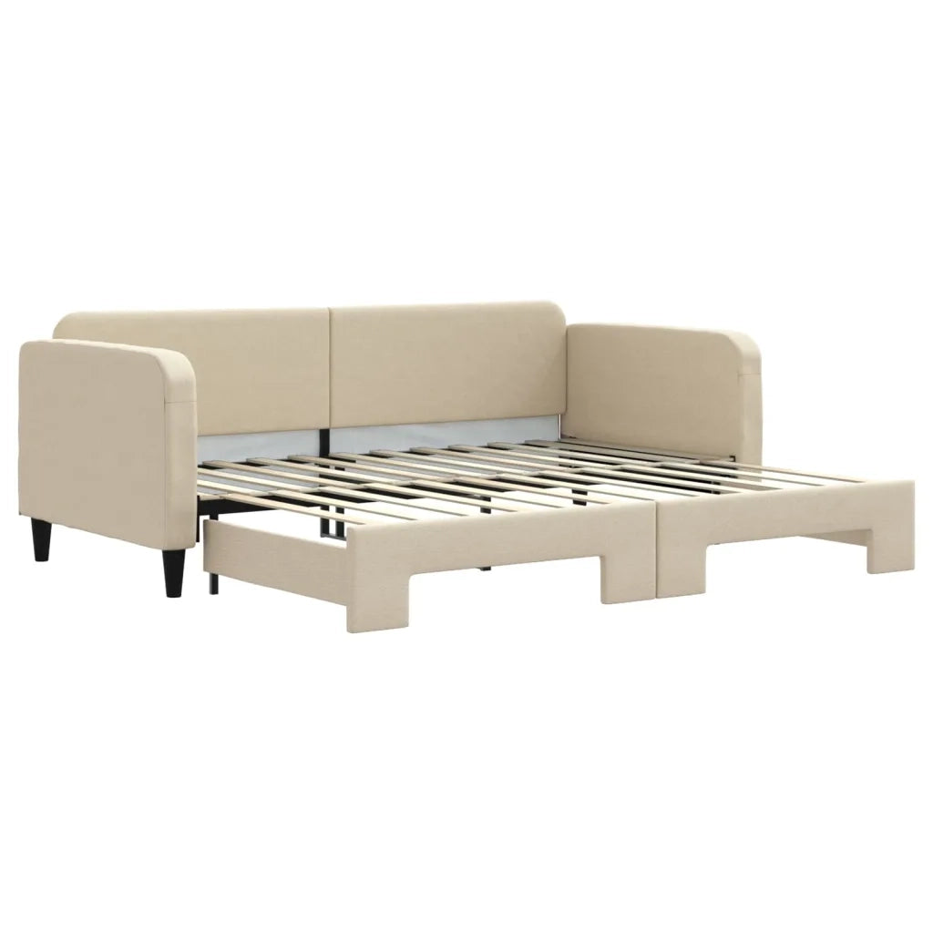 Divano Letto con Letto Estraibile-Sofa Letto-Daybed Crema 90x200 cm in Tessuto 181436