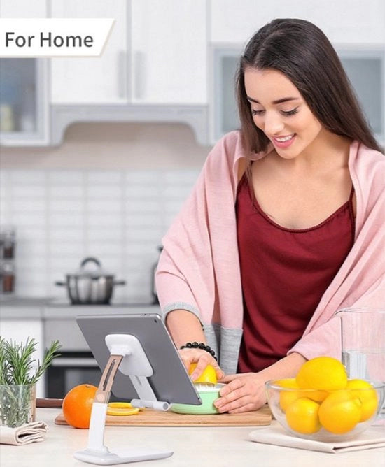 Supporto da scrivania pieghevole per smartphone e tablet, regolabile in metallo per desktop e mobili